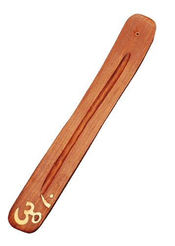Holzhalter mit Mantra OM  für Räucherstäbchen